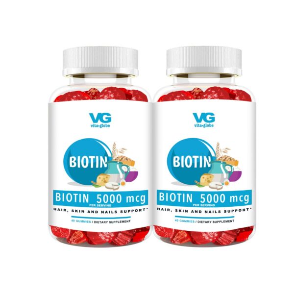VitaGlobe gomitas biotina 5000mcg cabello piel uñas frutos mixtos