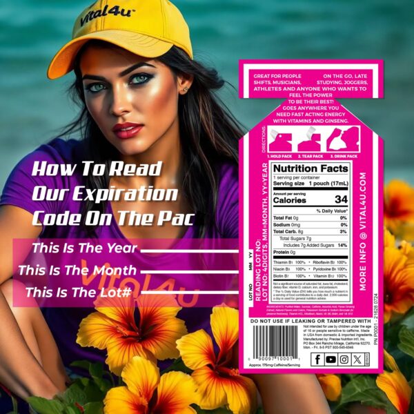 vital 4u shot energético en paquete portátil 24 unidades sabor café