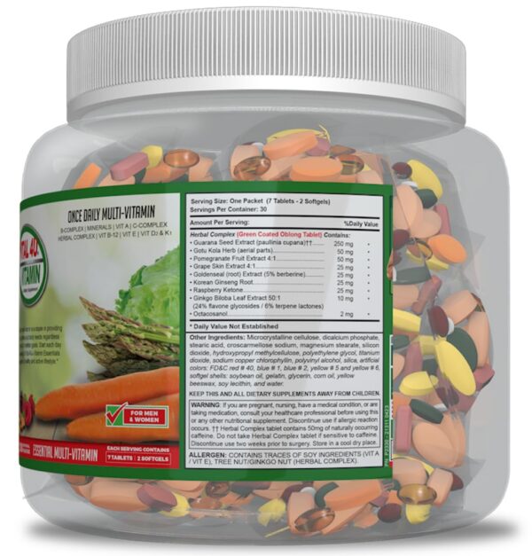 Frasco de Vital 4U con tabletas