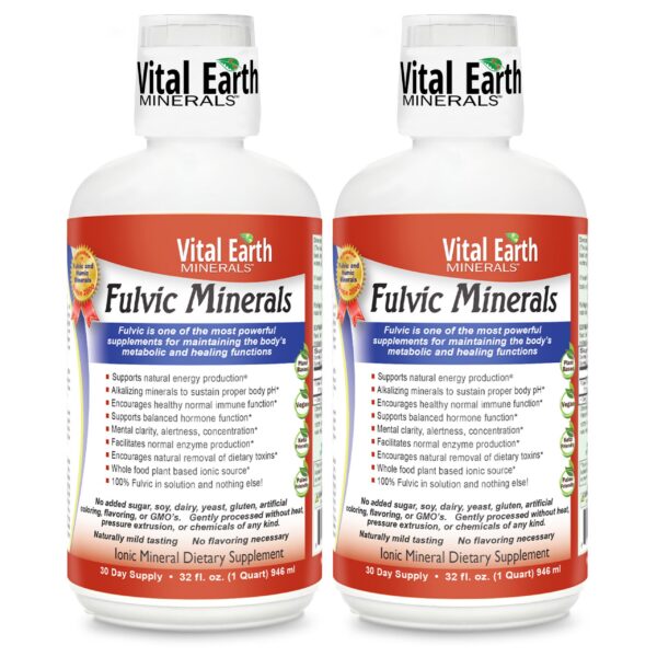Version 1.0.0 Vital Earth Minerals Fulvic Minerals líquido botella frontal