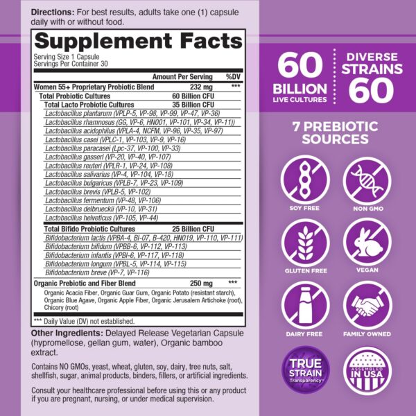 Frasco de Vital Flora probiótico diverso para mujeres mayores