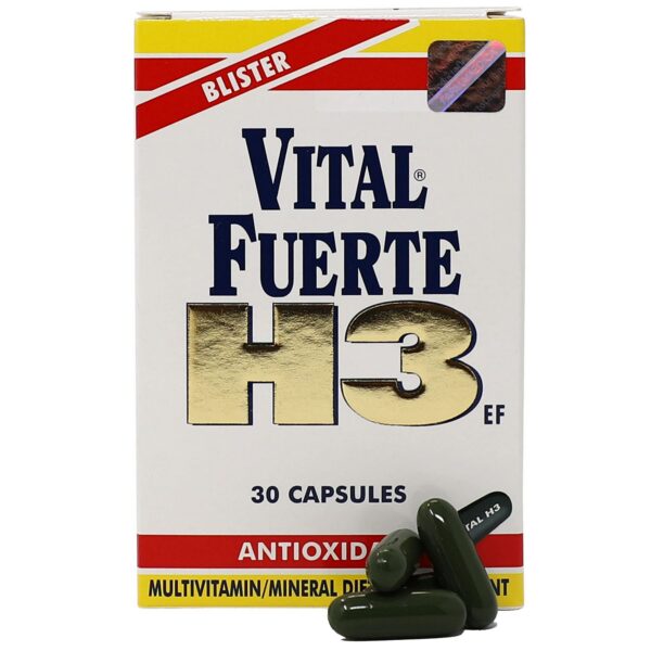 Version 1.0.0 Vital Fuerte H3 suplemento vitaminas minerales antioxidante rojo