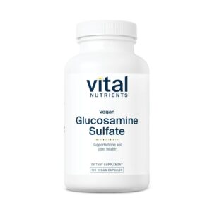 Frasco suplemento Vital Nutrients glucosamina vegana 120 cápsulas