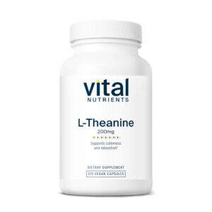 Version 1.0.0 Frente de la etiqueta de Vital Nutrients L-Theanine 200 mg
