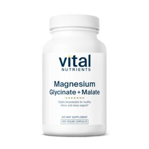 Etiqueta de Vital Nutrients magnesio glicinato y malato