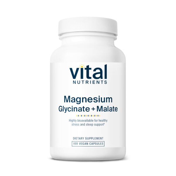 Etiqueta de Vital Nutrients magnesio glicinato y malato