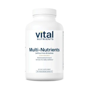 Frasco de multivitaminas Vital Nutrients sin hierro