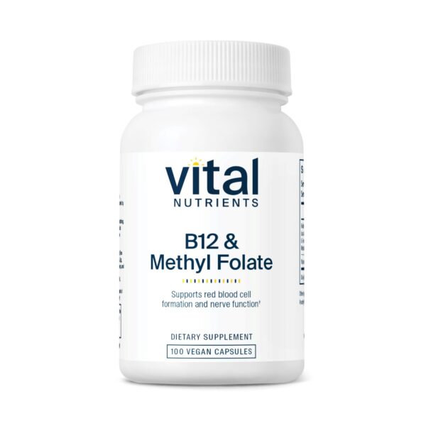 Vital Nutrients vitamina B12 y metil folato envase frontal