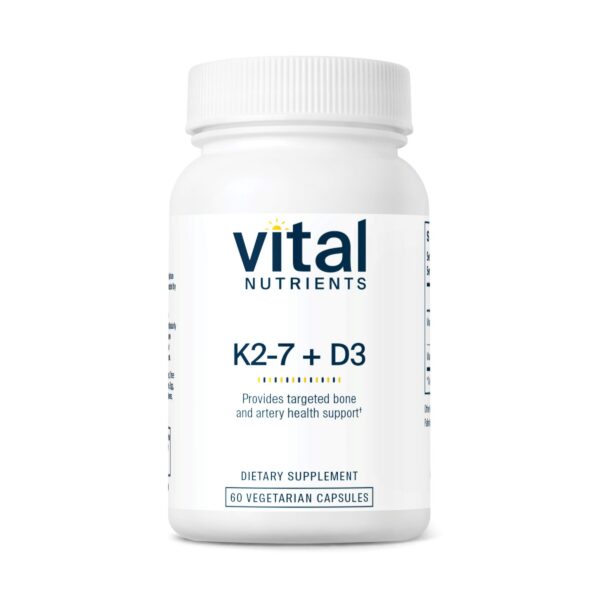 Vital Nutrients vitamina d3 k2 suplemento frasco 60 cápsulas