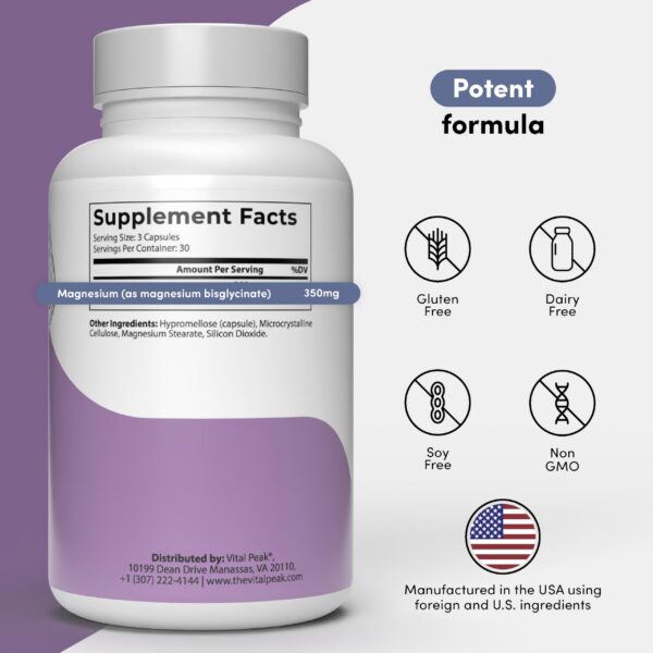 Etiqueta de Vital Peak Magnesio 350 mg