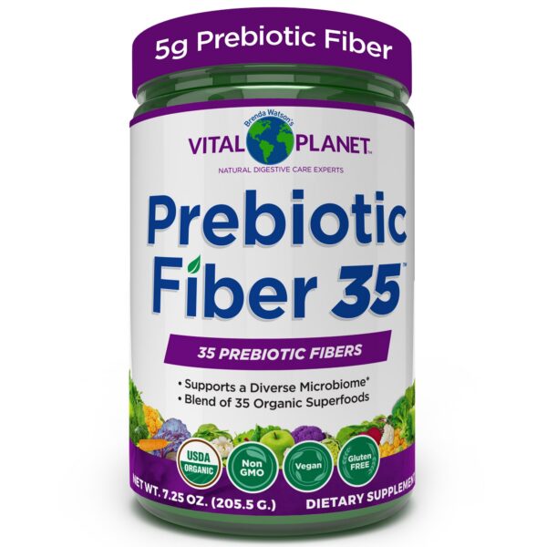Version 1.0.0 Vital Planet Fiber 35 polvo suplemento prebiótico con superalimentos