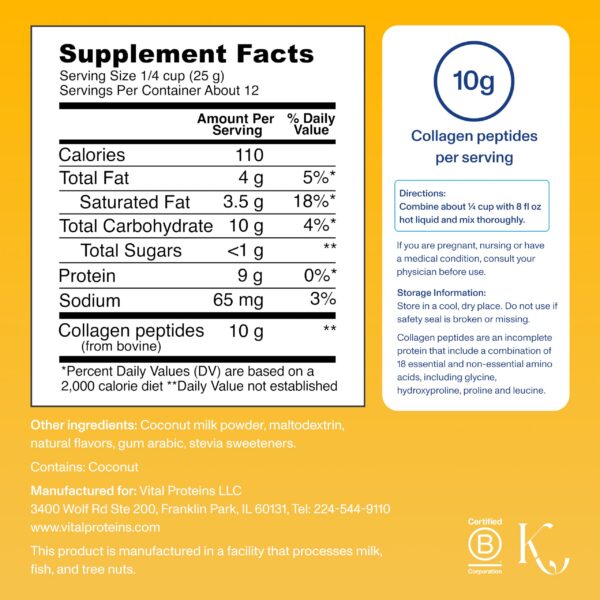Etiqueta frontal del frasco de colágeno vainilla