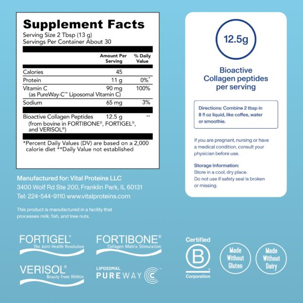 Etiqueta de Vital Proteins Professional Daily Foundational Support