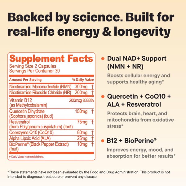 Etiqueta de VitalForm NAD+ Booster