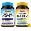 Vitalibre D3K2 y Colina Bitartrato cápsulas frasco frontal