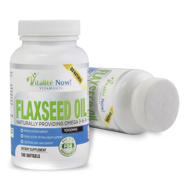 Etiqueta deVitalité Now Flaxseed Oil