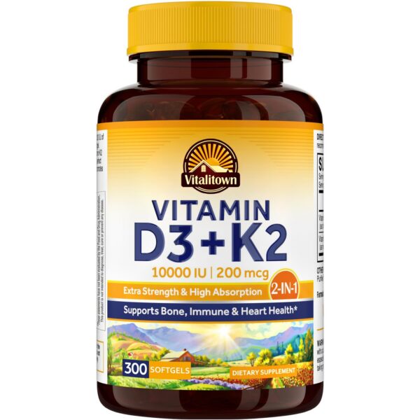 Envase frontal Vitalitown D3 K2 Softgels