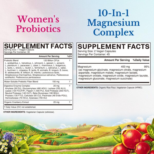 Frasco de probióticos para mujeres en el bundle