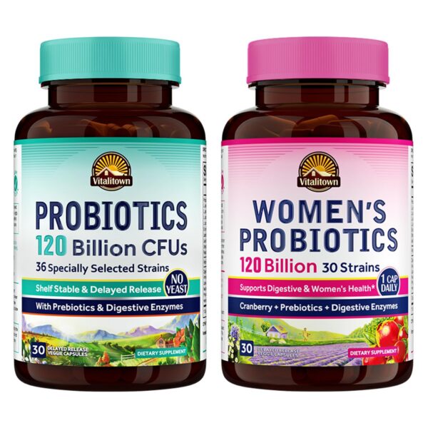 Paquete Vitalitown probióticos 120 mil millones CFU salud digestiva