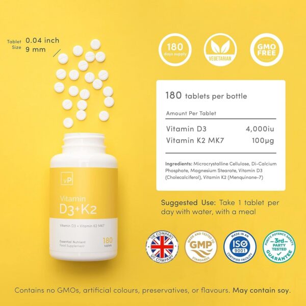 Etiqueta de vitamina D3 y K2