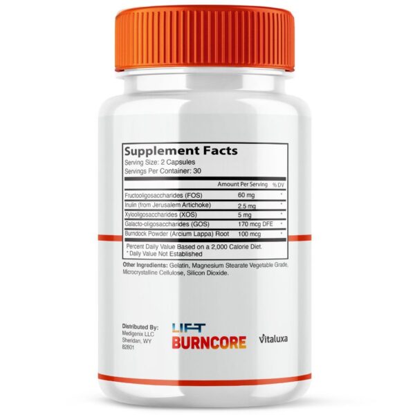 Detalle de la etiqueta Lift Burn Core