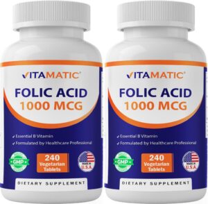 Frente de etiqueta Vitamatic Folic Acid 1000mcg