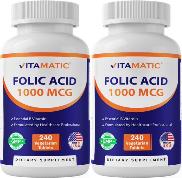 Frente de etiqueta Vitamatic Folic Acid 1000mcg