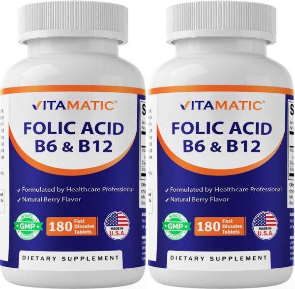 Vitamatic tabletas ácido fólico B12 B6 disolución rápida 180