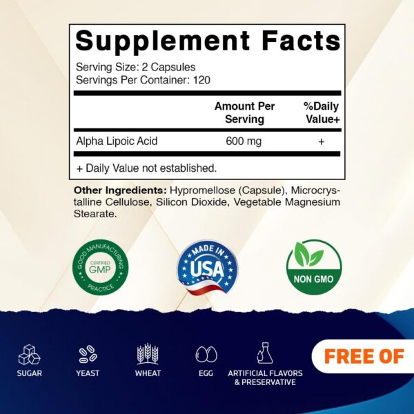 Frasco de Vitamatic ALA 600 mg con etiqueta