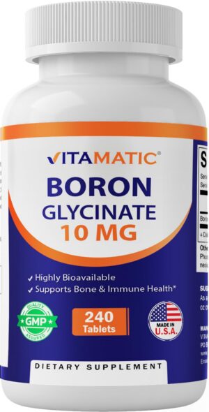 Vitamatic boron chelated bottle front label