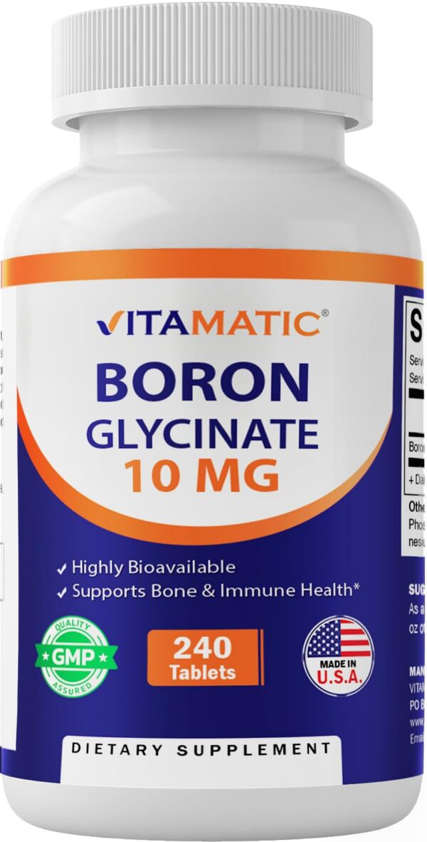 Vitamatic boron chelated bottle front label