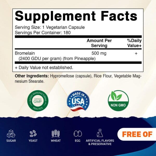 Etiqueta frontal de Bromelina Vitamatic