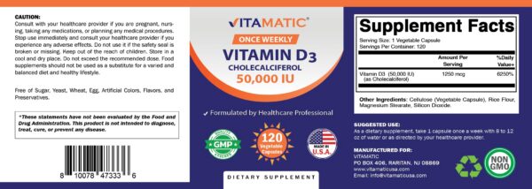 Vitamatic D3 50 000 UI cápsulas vegetales