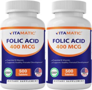 Frasco de Vitamatic ácido fólico 400 mcg