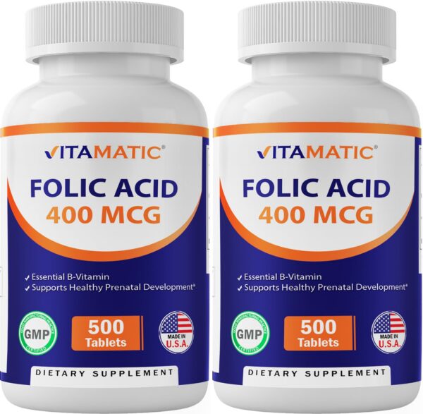 Frasco de Vitamatic ácido fólico 400 mcg