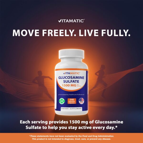 Version 1.0.0 Frasco de glucosamina Vitamatic visto de 45 grados