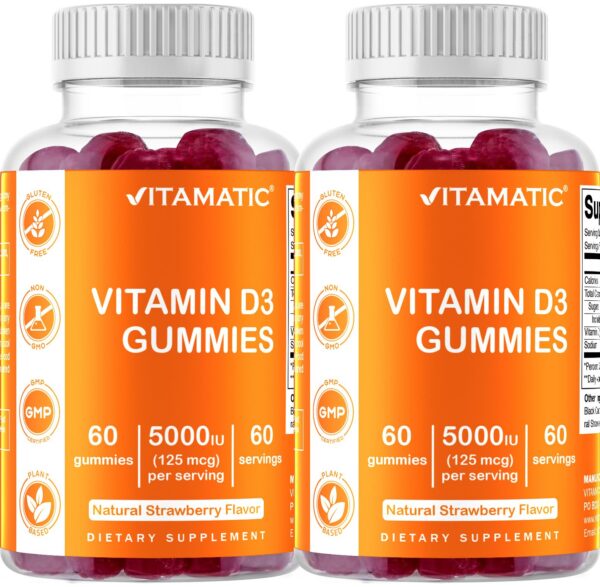 Vitamatic gominolas vitamina d3 5000 ui 120 piezas sabor fresa