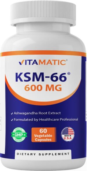 Vitamatic KSM-66 cápsulas extracto Ashwagandha 600mg frasco