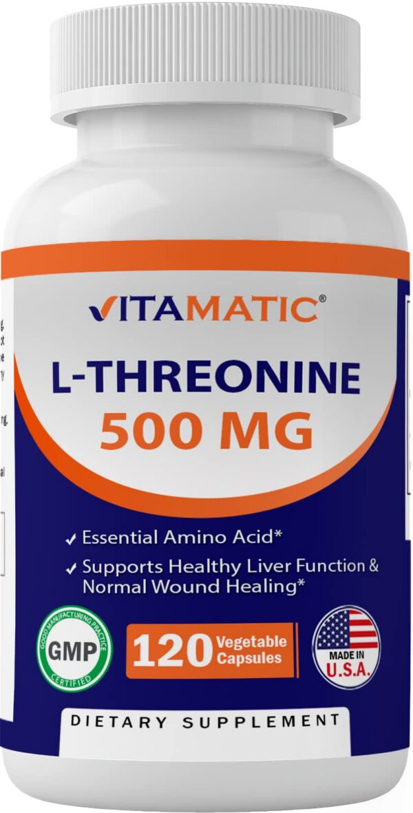 Frasco Vitamatic L-Treonina 500 mg cápsulas vegetales