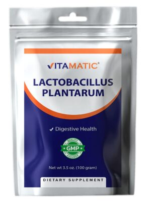 Vitamatic Lactobacillus Plantarum polvo probiótico paquete frontal