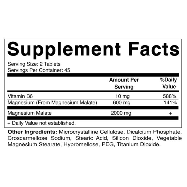 Etiqueta posterior de Vitamatic Magnesio Malato