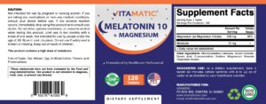 Vitamatic Melatonina 10 mg con Magnesio 200 mg 120 Tabletas