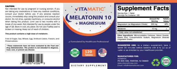 Version 1.0.0 Vitamatic Melatonina 10 mg con Magnesio 200 mg 120 Tabletas