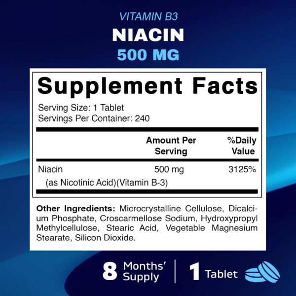 Vitamatic Niacina 500 mg tableta etiqueta lateral