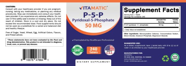 Botella de Vitamatic P5P 50mg 240 tabletas