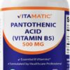 Frente del frasco Vitamatic Pantothenic Acid 500 mg