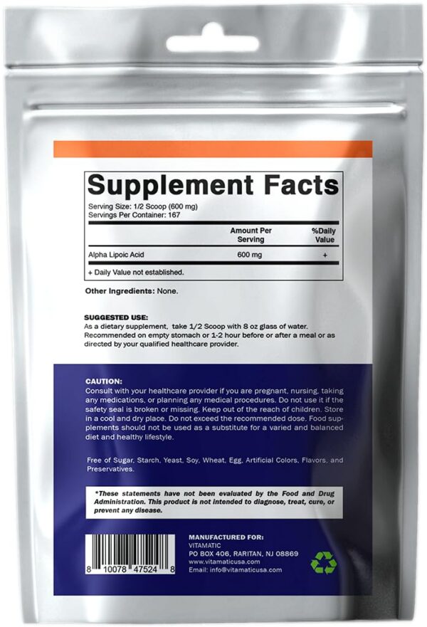 Etiqueta frontal de Vitamatic ALA