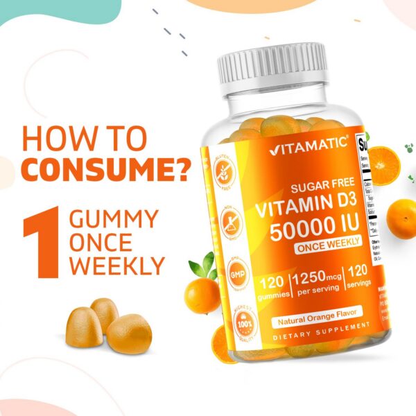 Etiqueta de Vitamatic D3 50,000 UI gomitas