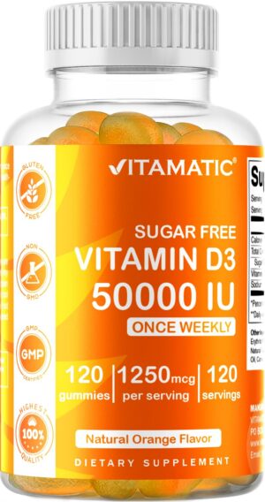 Frente de Vitamatic D3 50,000 UI gomitas