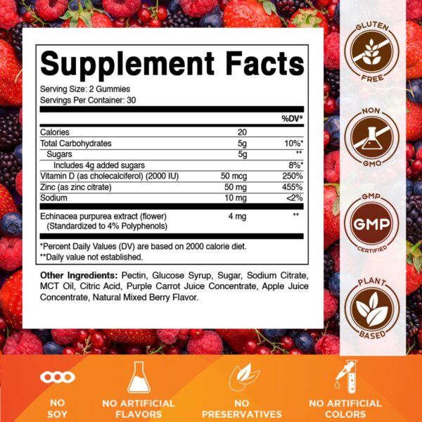 Version 1.0.0 Etiqueta de sabor bayas de Vitamatic Zinc Gummies